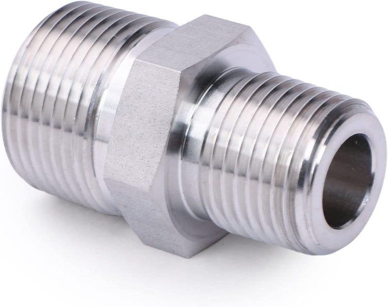 U.S. Solid 304 Stainless Steel Hex Nipple, 6000 psi High Pressure Heavy Duty Pipe Fitting (1 pc), 3/4" x 1/2" NPT Male - Image 5